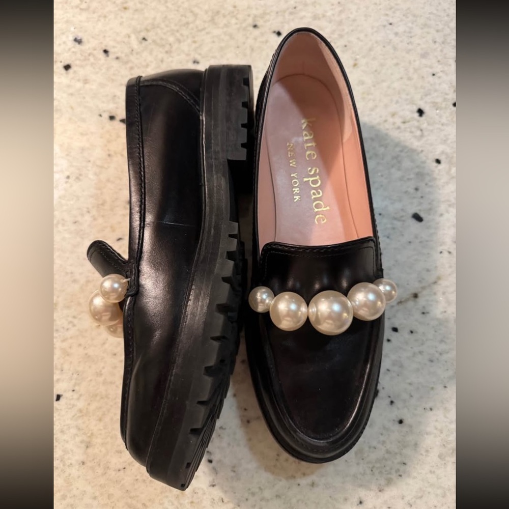 Kate Spade posh pearl black loafer
